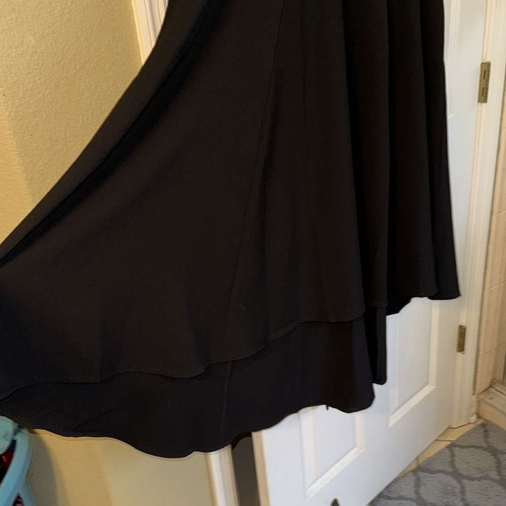Lane Bryant V-Neck Flutter Short Sleeve Zip Up Tie Around the Waist Black Skirt - Picture 4 of 10